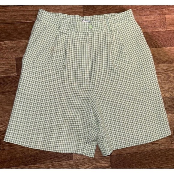 Tail Plaid Golf‎ Shorts High Waist Pleated Pockets Green Retro Size 10 - Picture 1 of 8